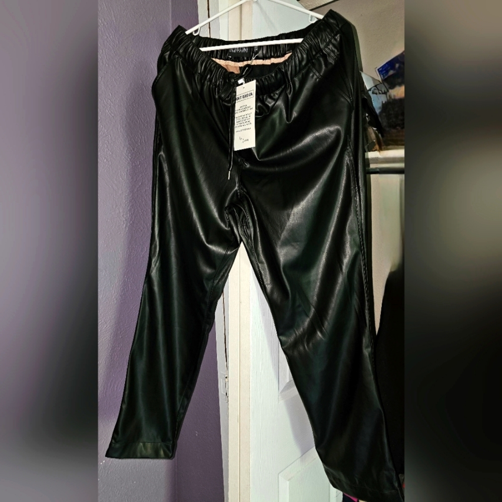 Wildfang Empower Drawstring Pants Vegan Leather Size XL